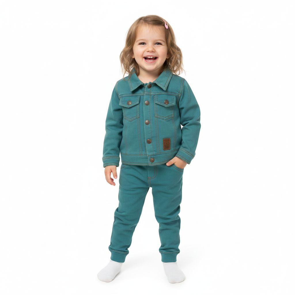 JACKET SET KNITED DENIM SEA PORT