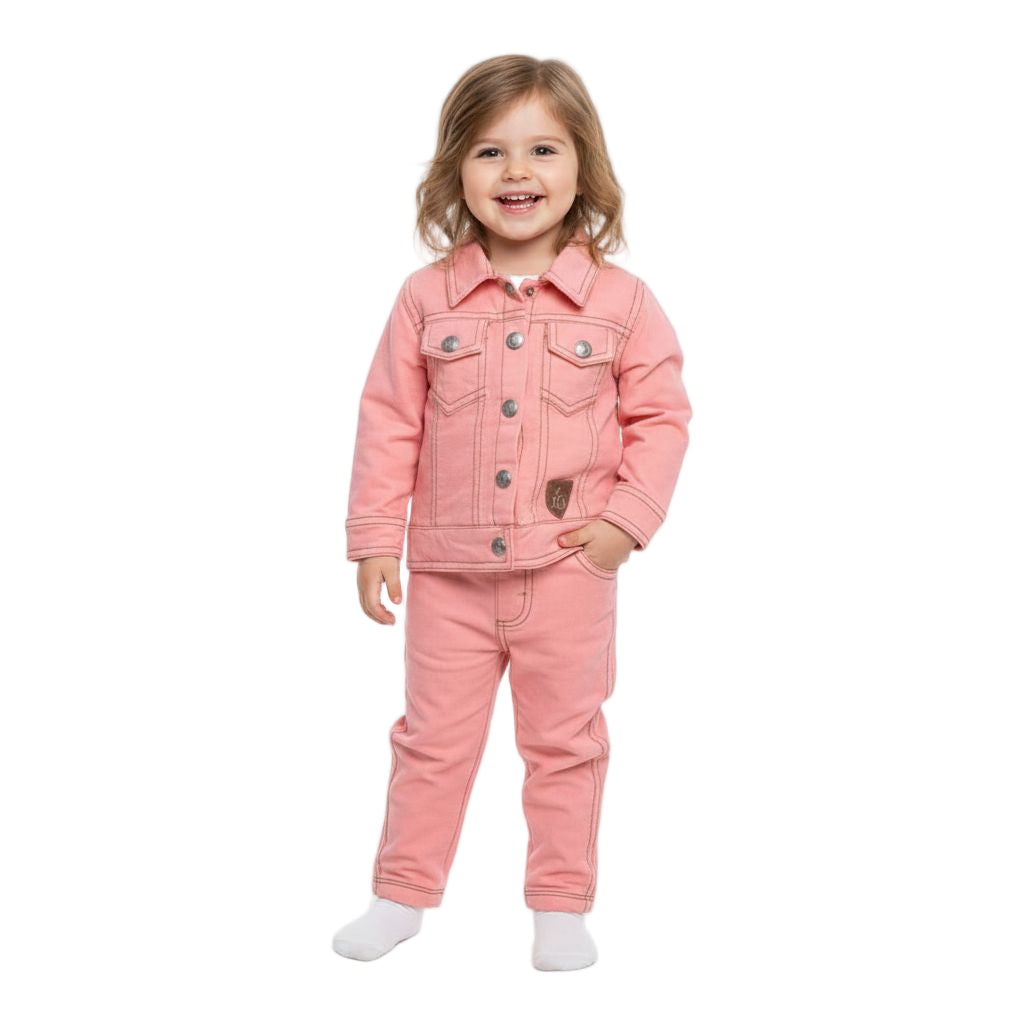 LYCRA KNITED DENIM PEACH JACKET SET