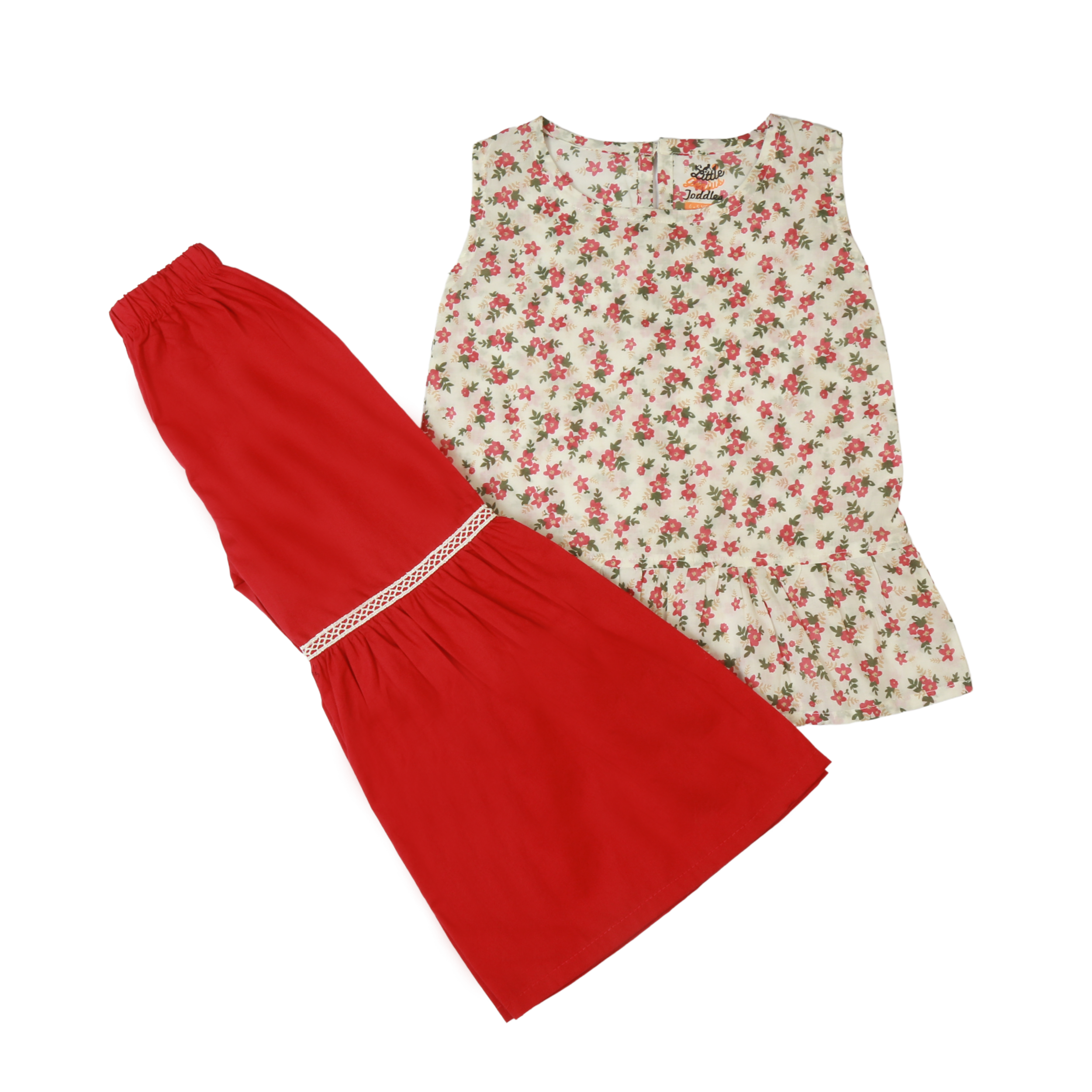RED FLAME PRINTED KURTI & GHARARA