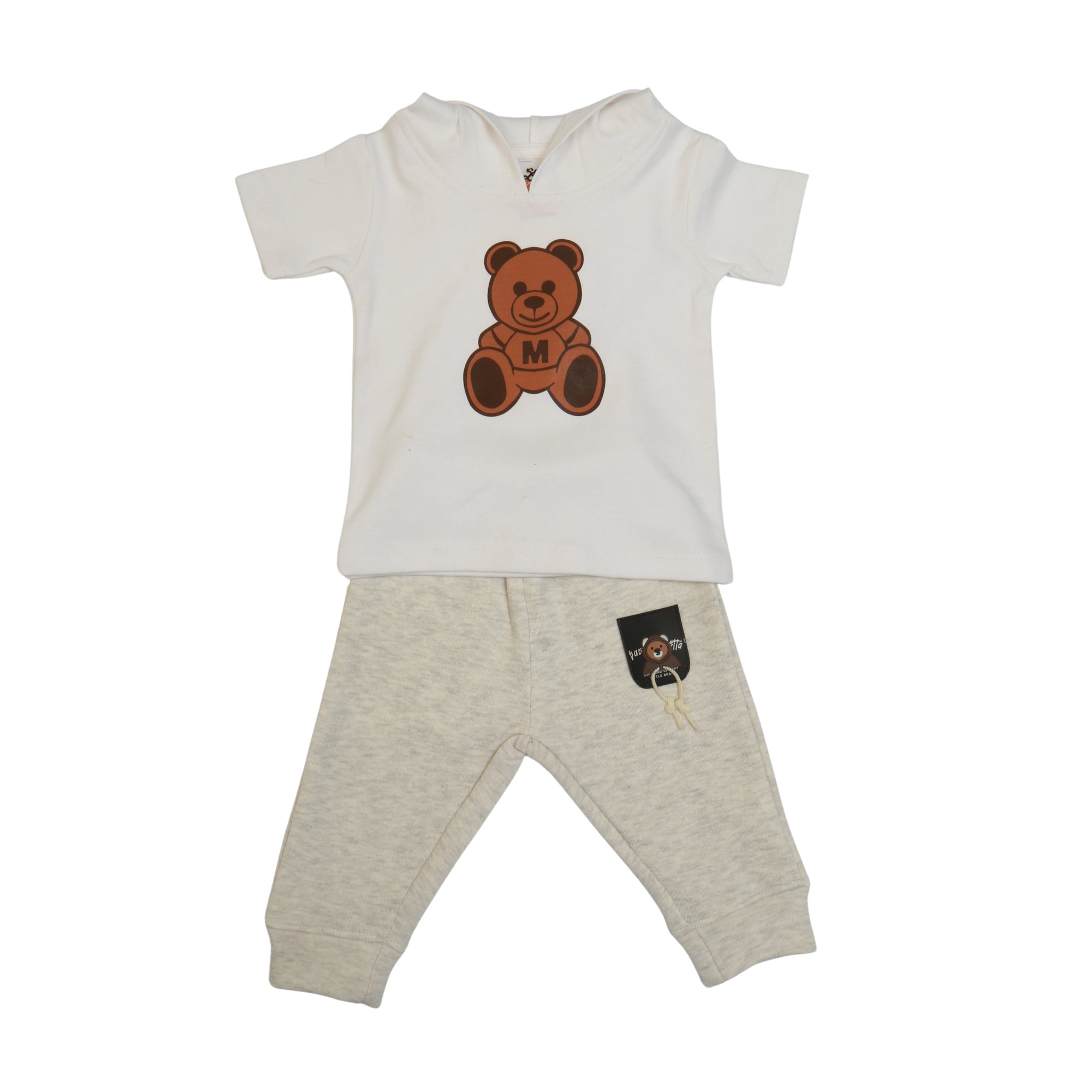 Bear Face hooded 3-pc set (Apple-green)